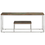Coffee Table Silver Stainless Steel and Solid Wood Reclaimed 350024