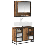 Bathroom Furniture Set with Door 2 pcs Old Wood Engineered Wood 3402527