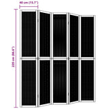 Room Divider 5 Panels Brown Solid Wood Paulownia 358824