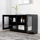 Vitrine Black Engineered wood, glass 120 cm x 30.5 cm x 70 cm 802787