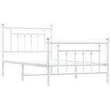 Bed Frame White Powder-Coated Steel Single Bed Frame 353598