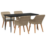 Garden Dining Set with Cushion 5 pcs Beige Poly Rattan 3261694
