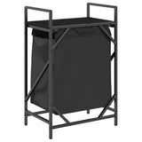 Laundry Basket 1 Compartment with Shelf Black Oak 859070