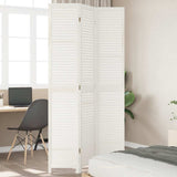 Room Divider 3 Panels White Solid Wood Paulownia 358832
