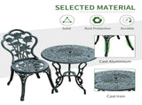 Cast Aluminium Outdoor Patio Garden Bistro Elegant Design Table Chair Set - Green T3398P314116
