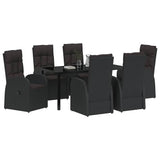 Garden Dining Set with Cushion 7 pcs Black Poly Rattan 3379524