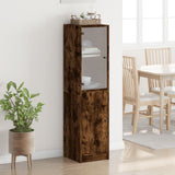 Highboard with Glass Door Smoked Oak 35x37x142 cm 836445