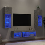 5 Piece TV Wall Units with LED Concrete Grey Engineered Wood 3216600