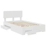Bed Frame with Headboard White 135 x 190 cm Engineered Wood 3412382