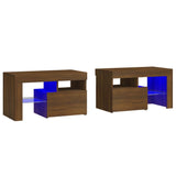 ZNTS Bedside Cabinets 2 pcs with LED Lights Brown Oak 70x36.5x40 cm 3152777