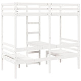 ZNTS Loft Bed Frame with Desk and Chairs White 80x200cm Solid Wood Pine 3308557