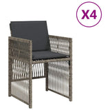 Garden Chairs with Cushions 4 pcs Grey Poly Rattan 364968