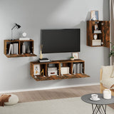 4 Piece TV Cabinet Set Smoked Oak Engineered Wood 3120260