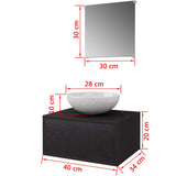 Three Piece Bathroom Furniture and Basin Set Black 272225