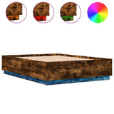 Bed Frame with LED without Mattress Smoked Oak 160x200 cm 3209601