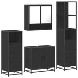 ZNTS 4 Piece Bathroom Furniture Set Black Engineered Wood 3301275