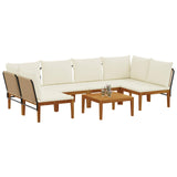 7 pcs Solid Acacia Wood & Rope Natural 3407785