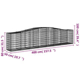 Arched Gabion Baskets 7 pcs 400x50x80/100 cm Galvanised Iron 3145948