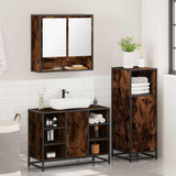 3 Piece Bathroom Furniture Set Smoked Oak Engineered Wood 3301002