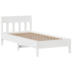 ZNTS Bed Frame without Mattress White 75x190 cm Small Single Solid Wood Pine 3323285