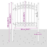 Fence Gate with Spikes Grey 100 x 100 cm Powder-coated steel 42008987