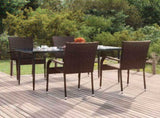 5 Piece Garden Dining Set Brown Poly Rattan 3156672
