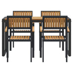 Garden Dining Set 5 pcs Black and brown 140 x 80 x 75 cm 3284383