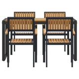Garden Dining Set 5 pcs Black and brown 140 x 80 x 75 cm 3284383