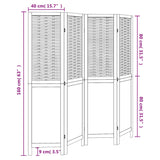 Room Divider 4 Panels White Solid Wood Paulownia 358721