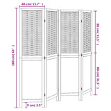 Room Divider 4 Panels White Solid Wood Paulownia 358721