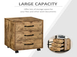 3 Drawer File Cabinet, Mobile Filing Cabinet on Wheels for Home Office, Study, Rustic Brown T3398P342393
