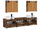 Bathroom Cabinet Set 5 pcs Smoked Oak Engineered Wood 3406611