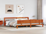 Bed Frame with Headboard 2 pcs Wax Brown Solid Pine Wood 3422719