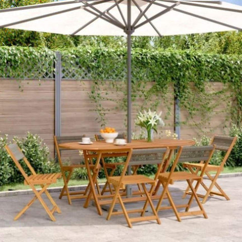 ZNTS Folding Garden Chairs 6 pcs Grey Solid Wood Acacia 3214605