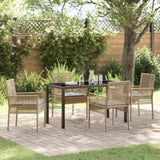 Garden Dining Set with Cushion 5 pcs Beige Poly Rattan 3379886