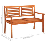 Bench Brown Solid eucalyptus wood 2-Seater Ergonomic 44398