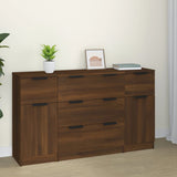 ZNTS 3 Piece Sideboard Set Brown Oak Engineered Wood 3115827