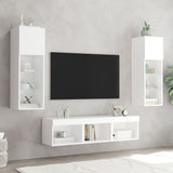 5 Piece TV Wall Units with LED White Engineered Wood 3216597