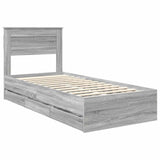 Bed Frame with Drawer Grey Sonoma 90 x 200 cm Engineer Wood 3409882