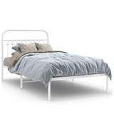 Metal Bed Frame without Mattress with Headboard White 100x190cm 376643