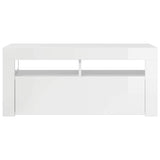 TV Cabinet with LED Lights High Gloss White 90x35x40 cm 804325