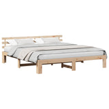 Bed Frame with Headboard Natural 200 x 200 cm Solid Pine Wood 872596