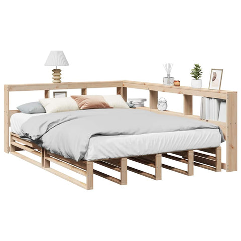 Bookcase Bed without Mattress 135x190cm Solid Wood Pine 3324514