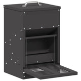 Chicken Treadle Feeder Black 25 x 42 x 40 cm Cold-Rolled Steel 874687