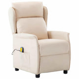 Massage Chair with Cushion Cream 93.5 x 67.5 x 101.5 cm Fabric 348358