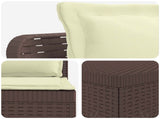 7-Seater Garden Sofa with Cushions Rattan Look PP Brown 3444162