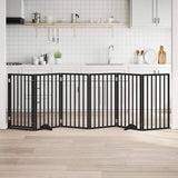 Dog Gate with Door Foldable 6 Panels Black 300 cm Poplar Wood 352191
