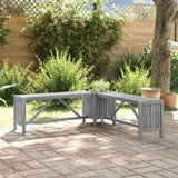 Garden Bench Grey Solid Acacia wood Medium Garden Bench Rustic 311824