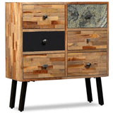 Side Cabinet with 6 Drawers Solid Reclaimed Teak 70x30x76 cm 245405