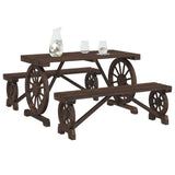 Garden Dining Set Burnt Wood Solid Fir Wood Medium Durable 3207138